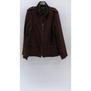 ZARA Men's Brown Zip-Up Stand Collar Military Long Sleeve Jacket SZ XL